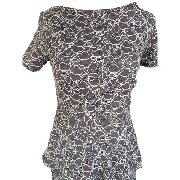 Velvet Graham & Spencer Size Medium Dress Gray Turq Sheath Peplum Stretch Fitted - Picture 2 of 9